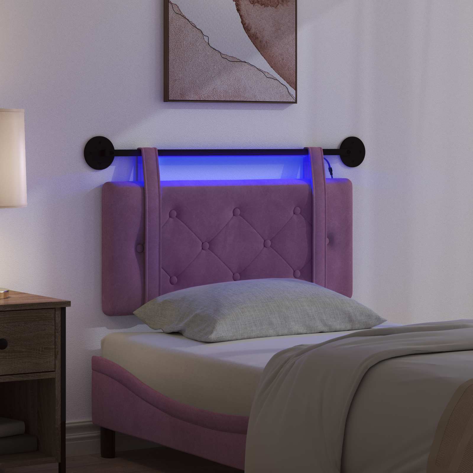 Hangend hoofdbord Met LED-verlichting Paars Fluweel