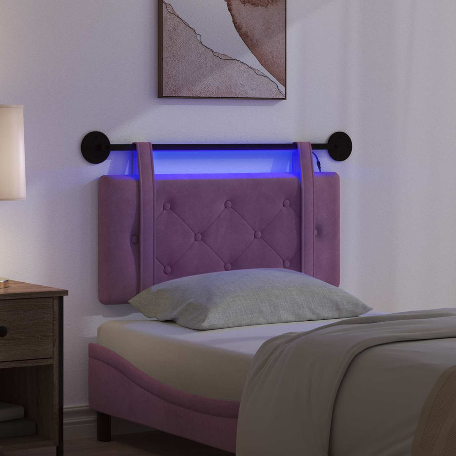 Hangend hoofdbord Met LED-verlichting Paars Fluweel