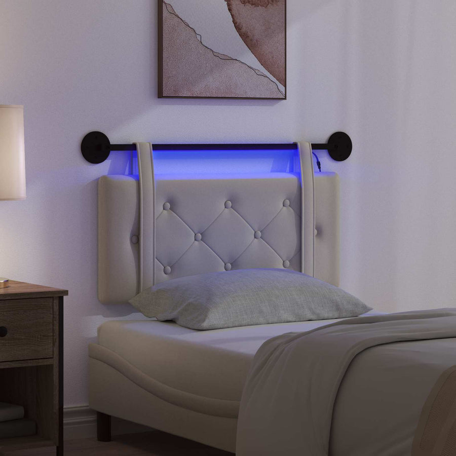 Hangend hoofdbord Met LED-verlichting Crèmekleurig Kunstleer