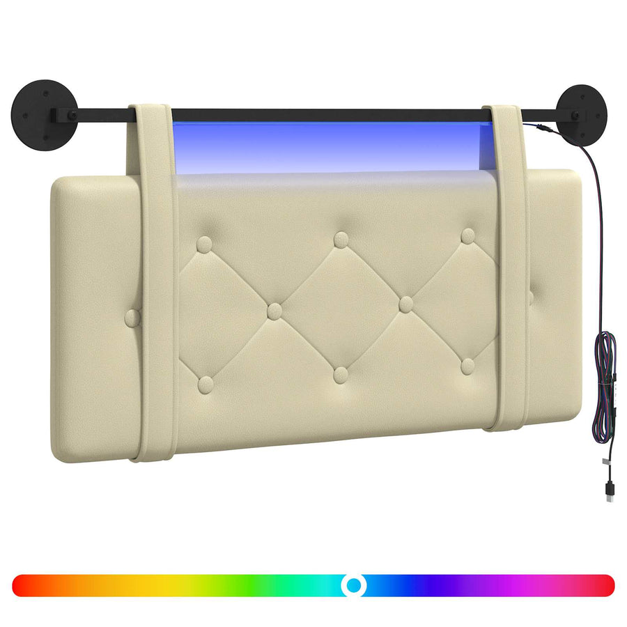 Hangend hoofdbord Met LED-verlichting Crèmekleurig Kunstleer