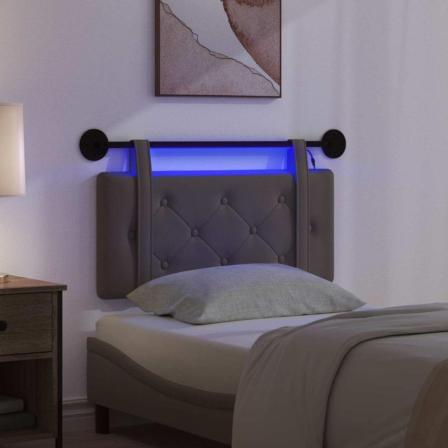 Hangend hoofdbord Met LED-verlichting Grijs Kunstleer