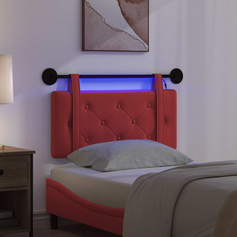 Hangend hoofdbord Met LED-verlichting Rood Kunstleer