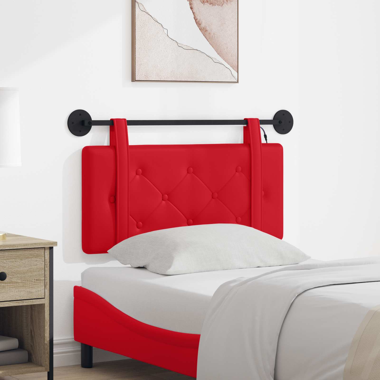 Hangend hoofdbord Met LED-verlichting Rood Kunstleer
