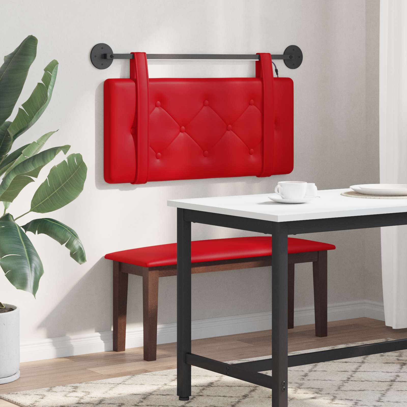 Hangend hoofdbord Met LED-verlichting Rood Kunstleer