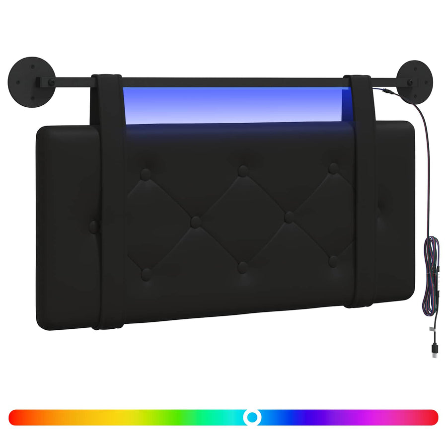 Hangend hoofdbord Met LED-verlichting Zwart Kunstleer