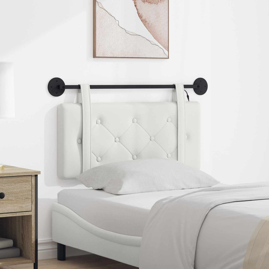 Hangend hoofdbord Met LED-verlichting Wit Kunstleer