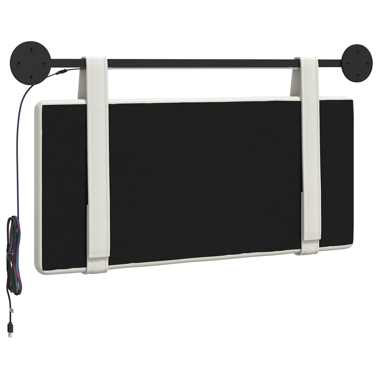 Hangend hoofdbord Met LED-verlichting Wit Kunstleer