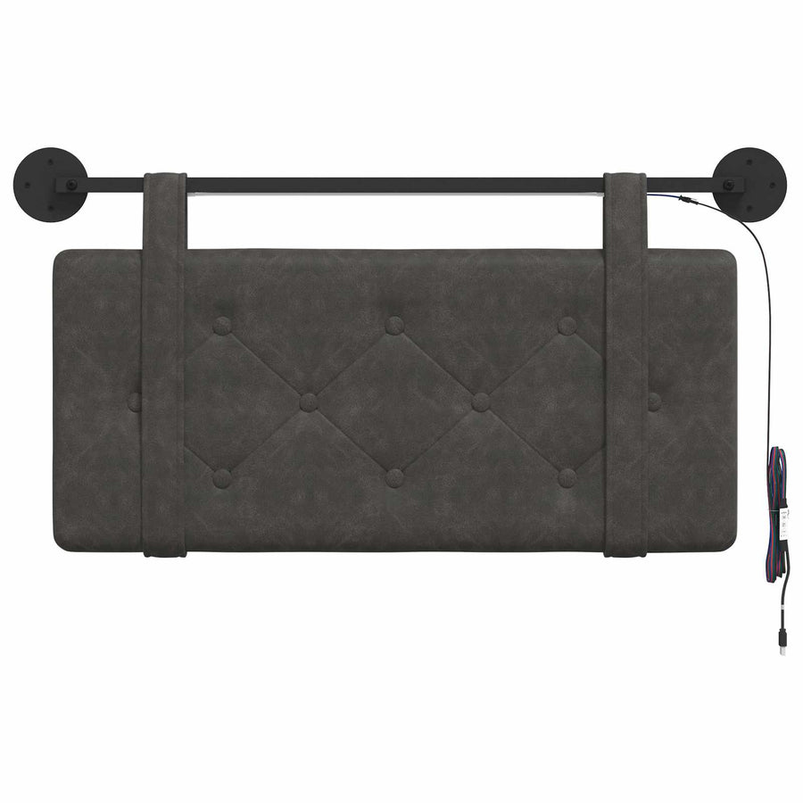 Hangend hoofdbord Met LED-verlichting Zwart Antiek PU