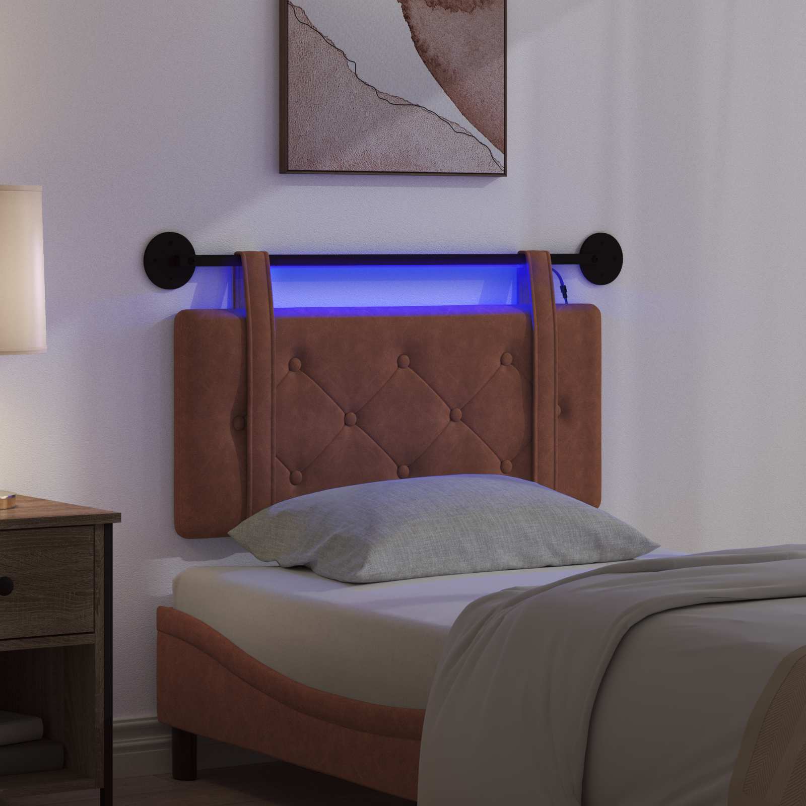 Hangend hoofdbord Met LED-verlichting Bruin Antiek PU