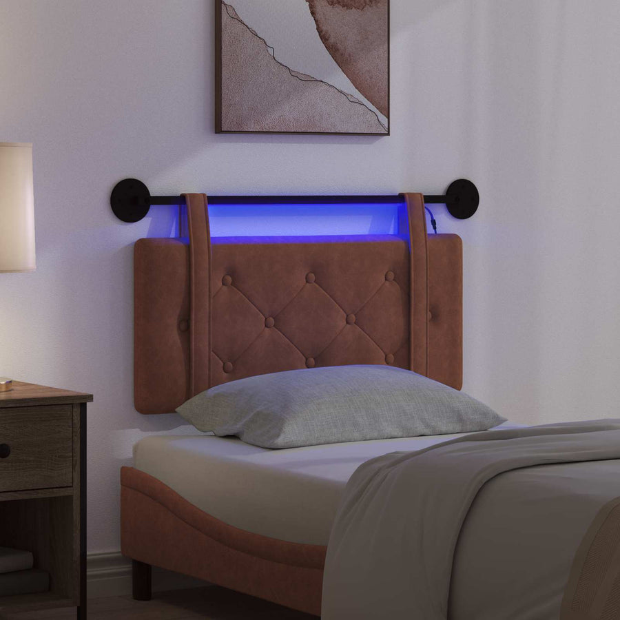 Hangend hoofdbord Met LED-verlichting Bruin Antiek PU