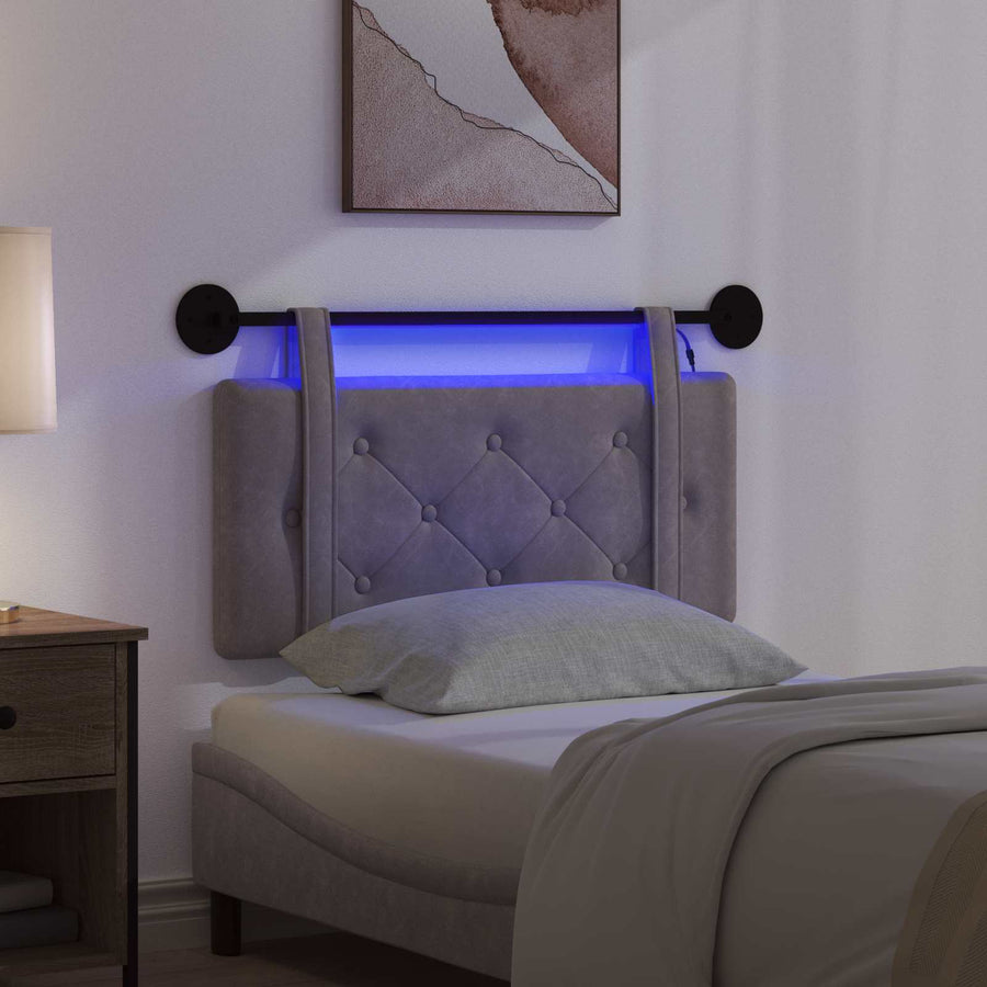 Hangend hoofdbord Met LED-verlichting Grijs Antiek PU