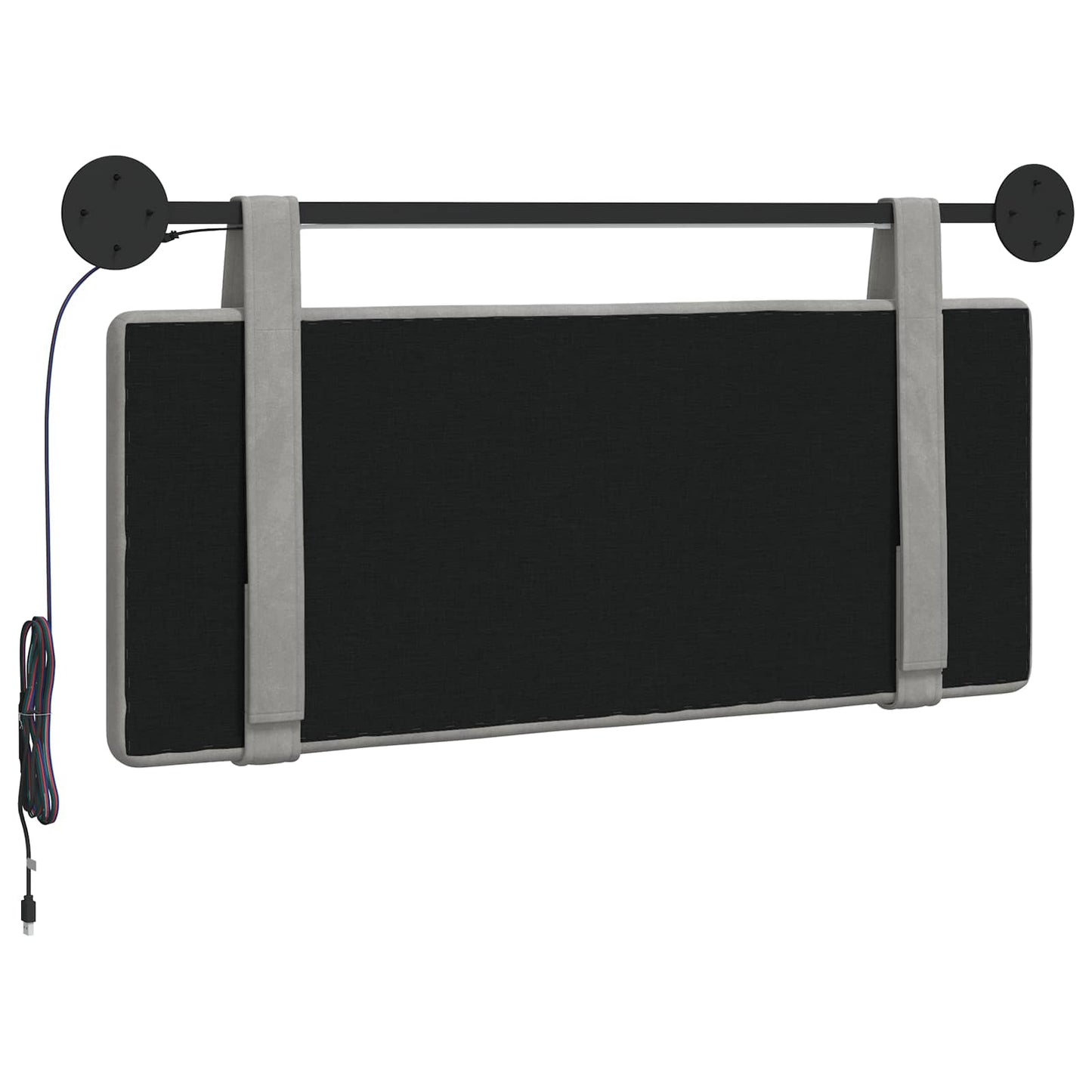Hangend hoofdbord Met LED-verlichting Lichtgrijs Fluweel