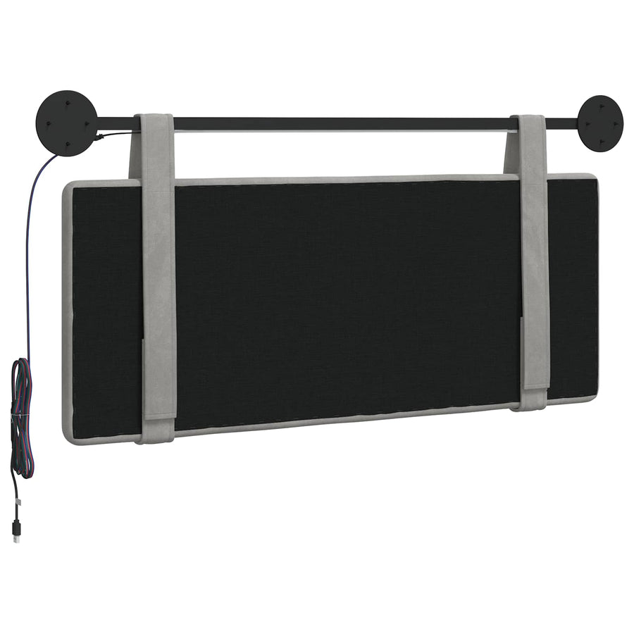 Hangend hoofdbord Met LED-verlichting Lichtgrijs Fluweel