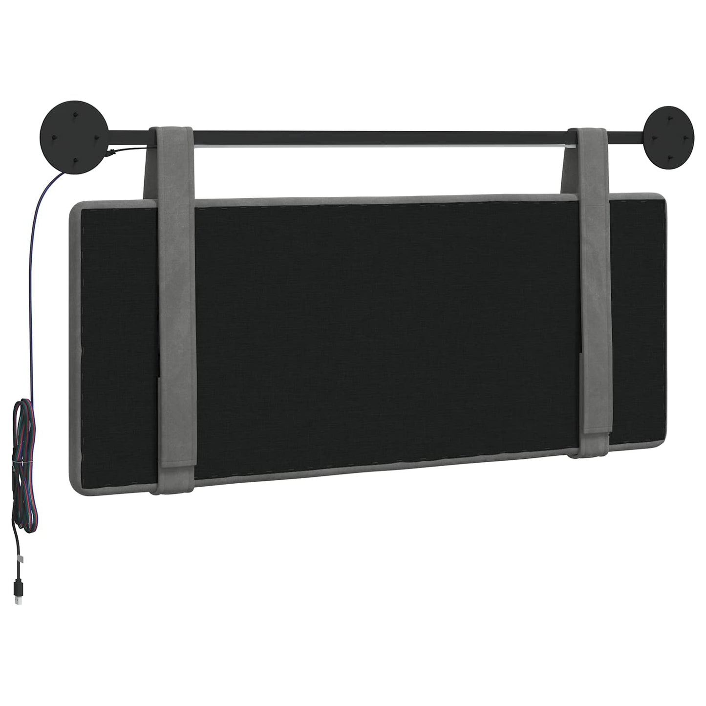 Hangend hoofdbord Met LED-verlichting Donkergrijs Fluweel