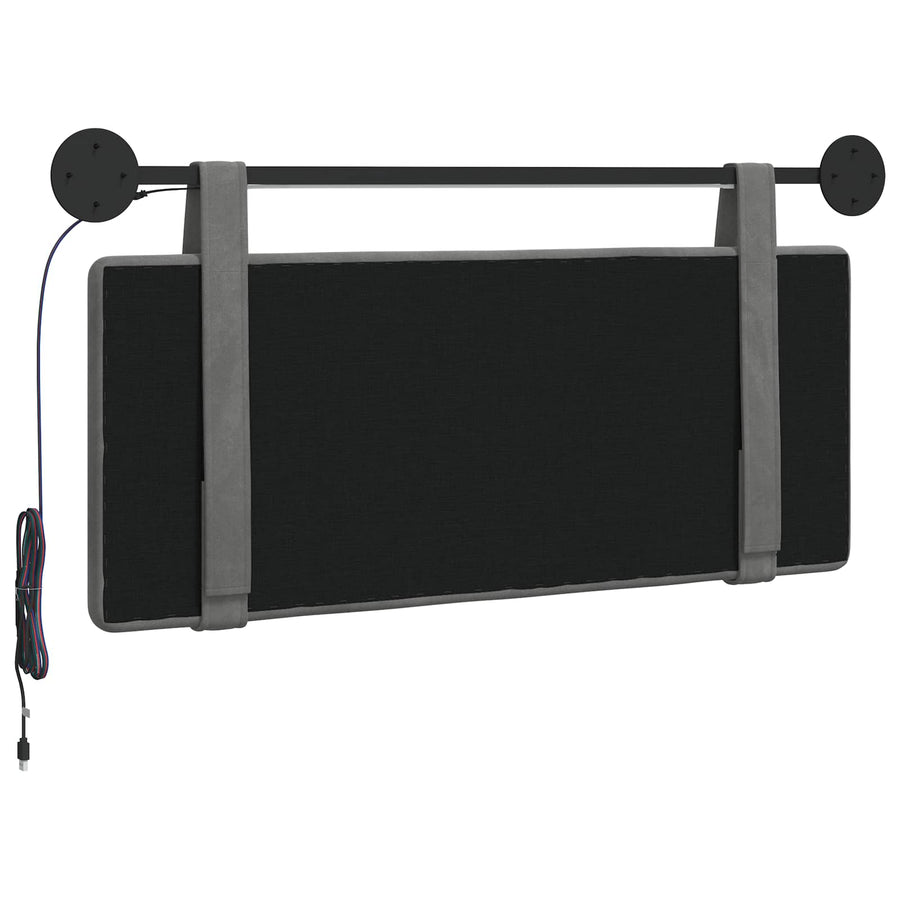 Hangend hoofdbord Met LED-verlichting Donkergrijs Fluweel
