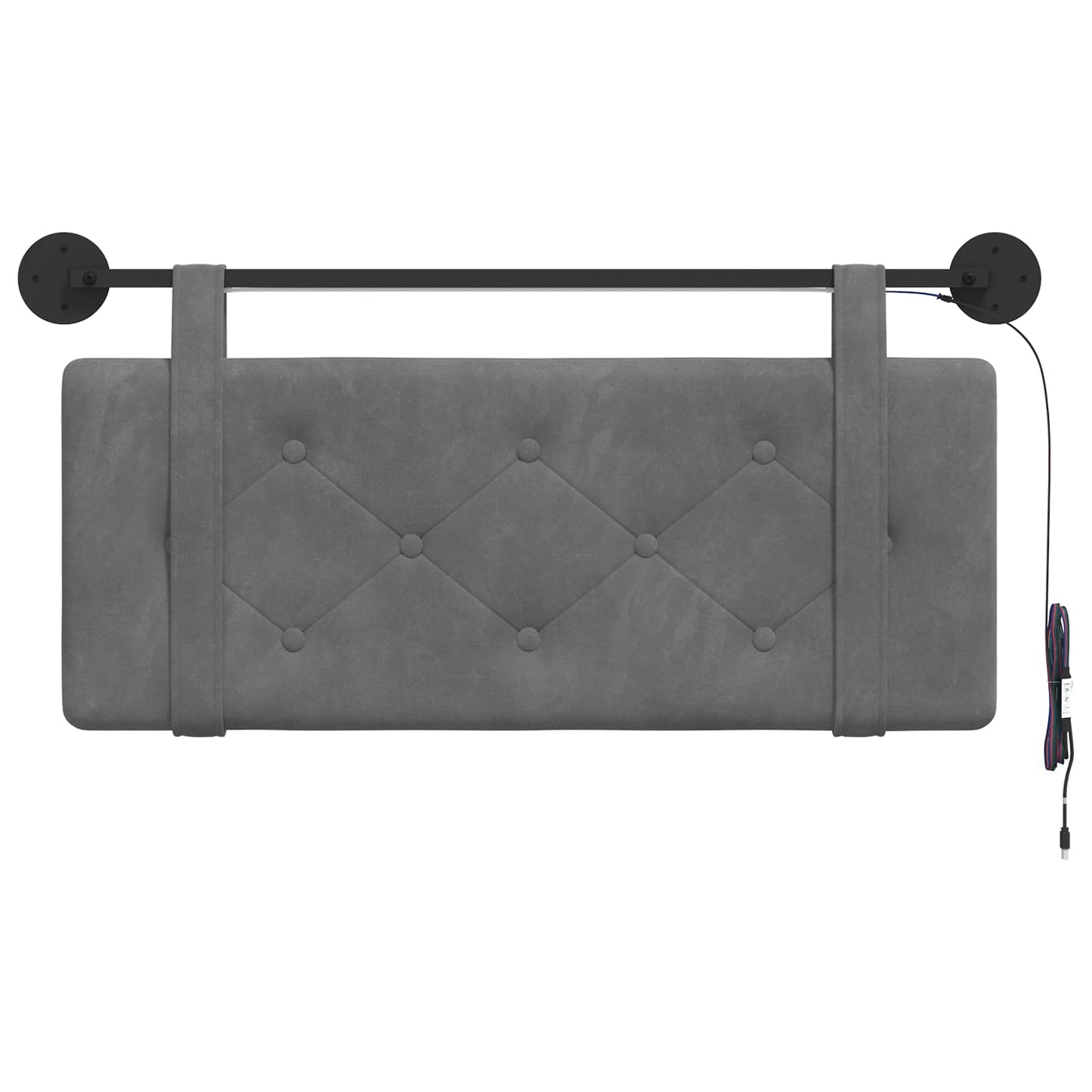 Hangend hoofdbord Met LED-verlichting Donkergrijs Fluweel