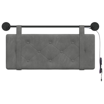 Hangend hoofdbord Met LED-verlichting Donkergrijs Fluweel