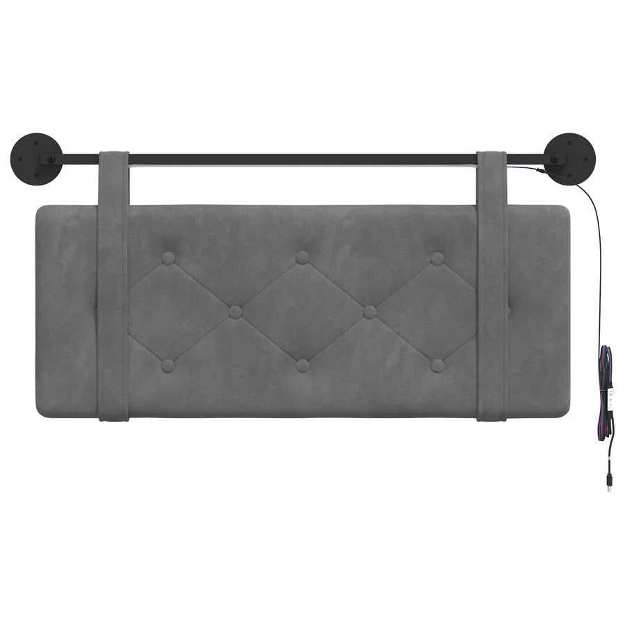 Hangend hoofdbord Met LED-verlichting Donkergrijs Fluweel