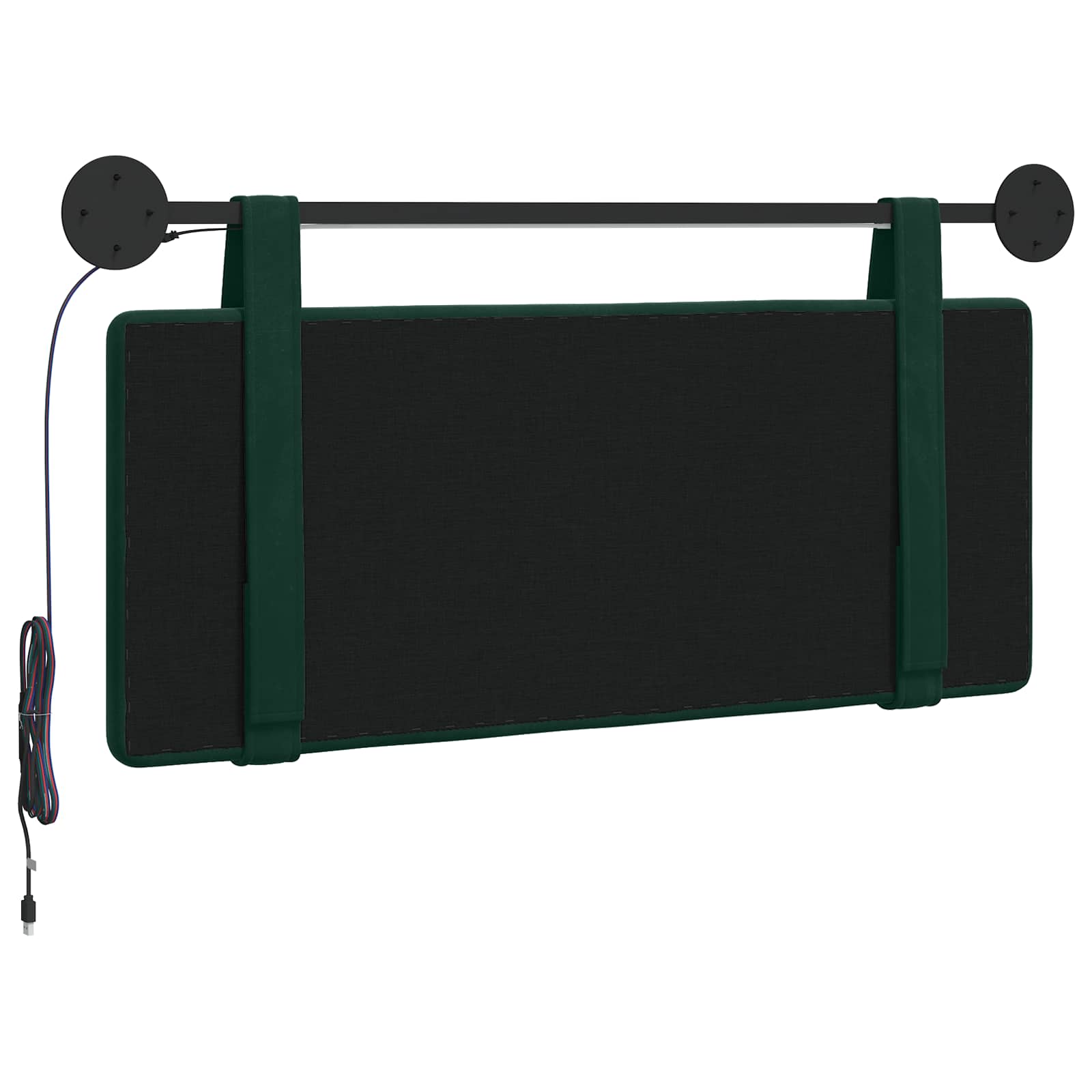 Hangend hoofdbord Met LED-verlichting Donkergroen Fluweel