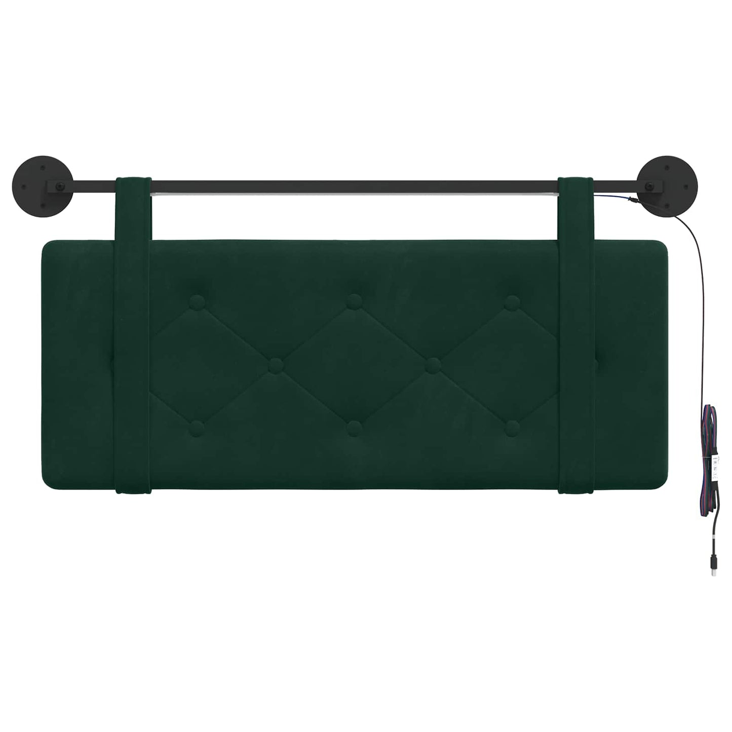 Hangend hoofdbord Met LED-verlichting Donkergroen Fluweel