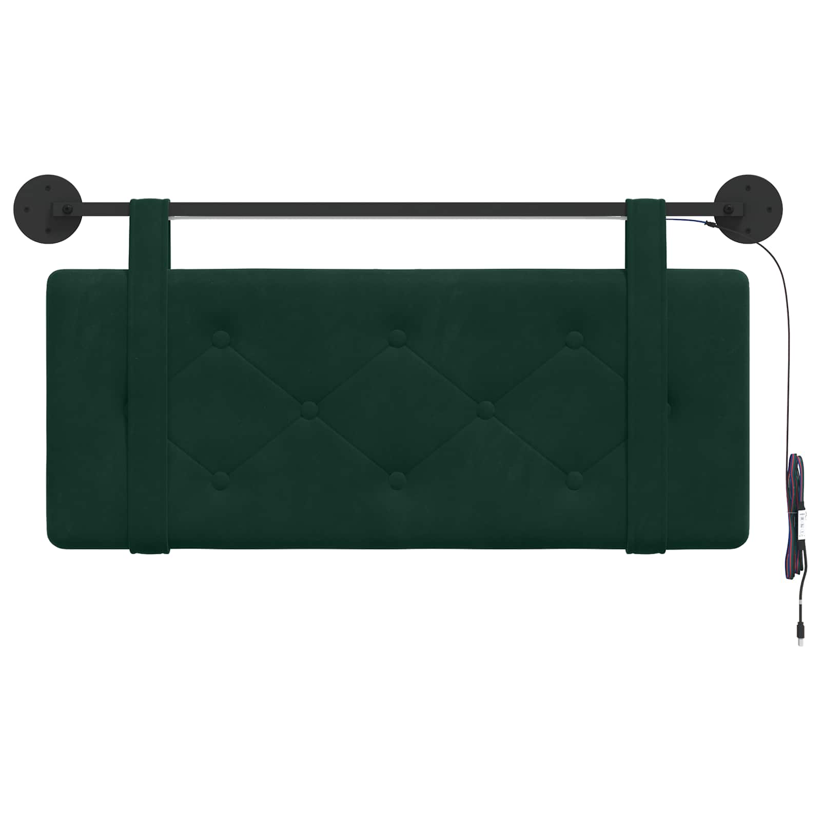 Hangend hoofdbord Met LED-verlichting Donkergroen Fluweel
