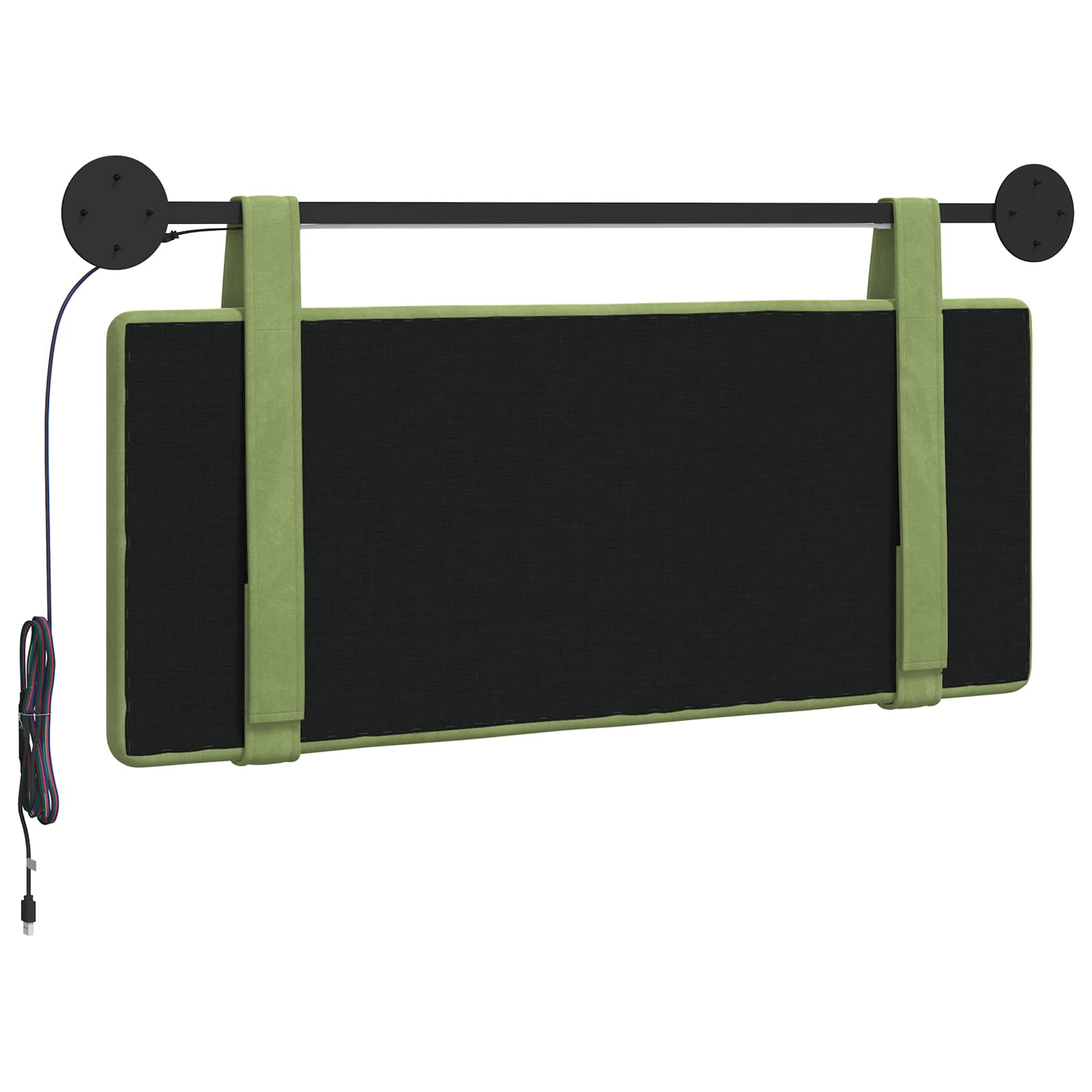 Hangend hoofdbord Met LED-verlichting Lichtgroen Fluweel