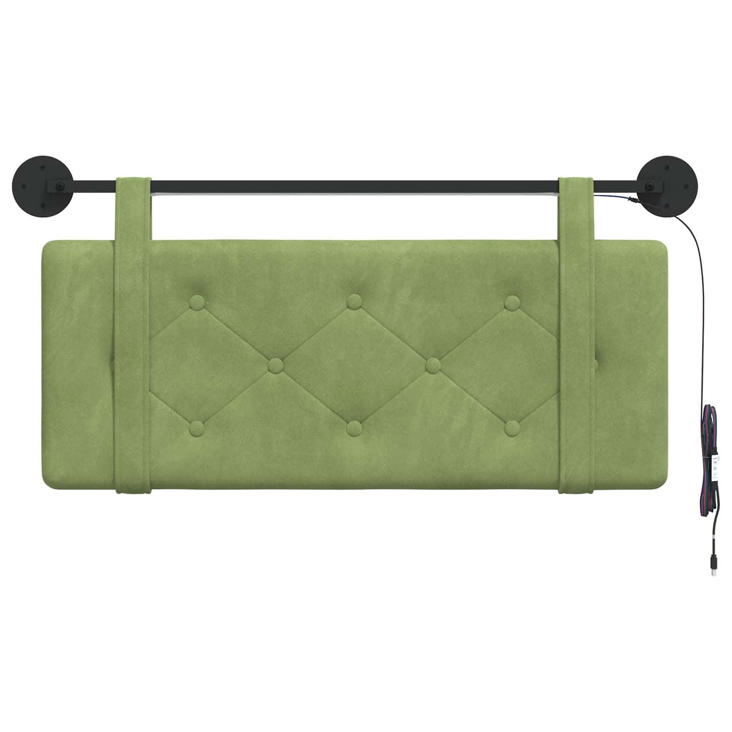 Hangend hoofdbord Met LED-verlichting Lichtgroen Fluweel
