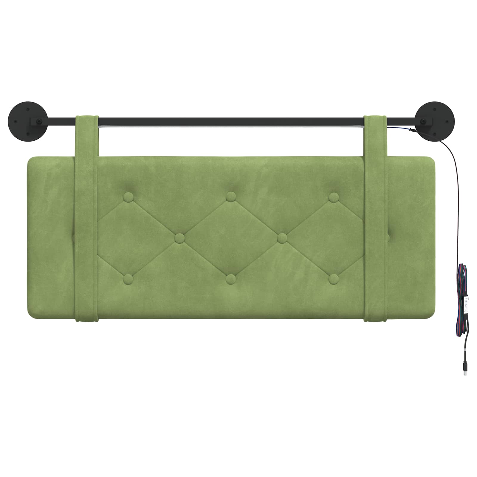 Hangend hoofdbord Met LED-verlichting Lichtgroen Fluweel