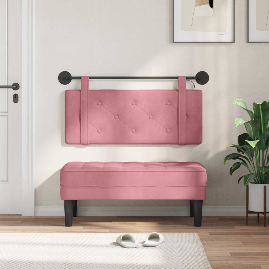 Hangend hoofdbord Met LED-verlichting Roze Fluweel