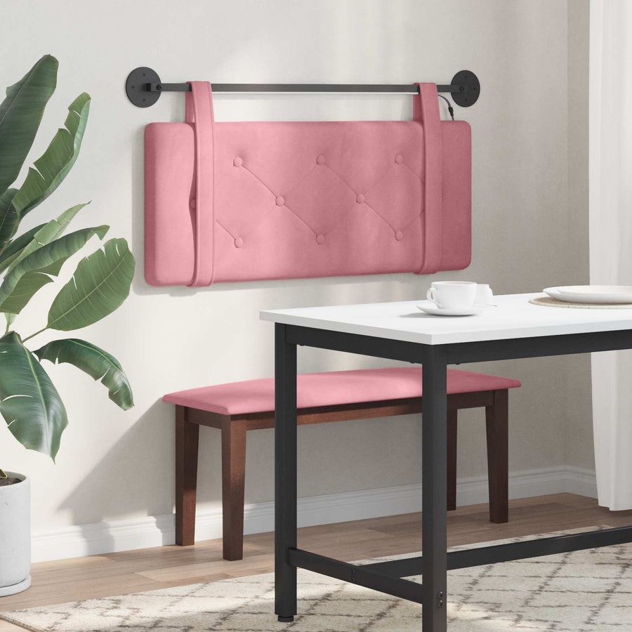 Hangend hoofdbord Met LED-verlichting Roze Fluweel