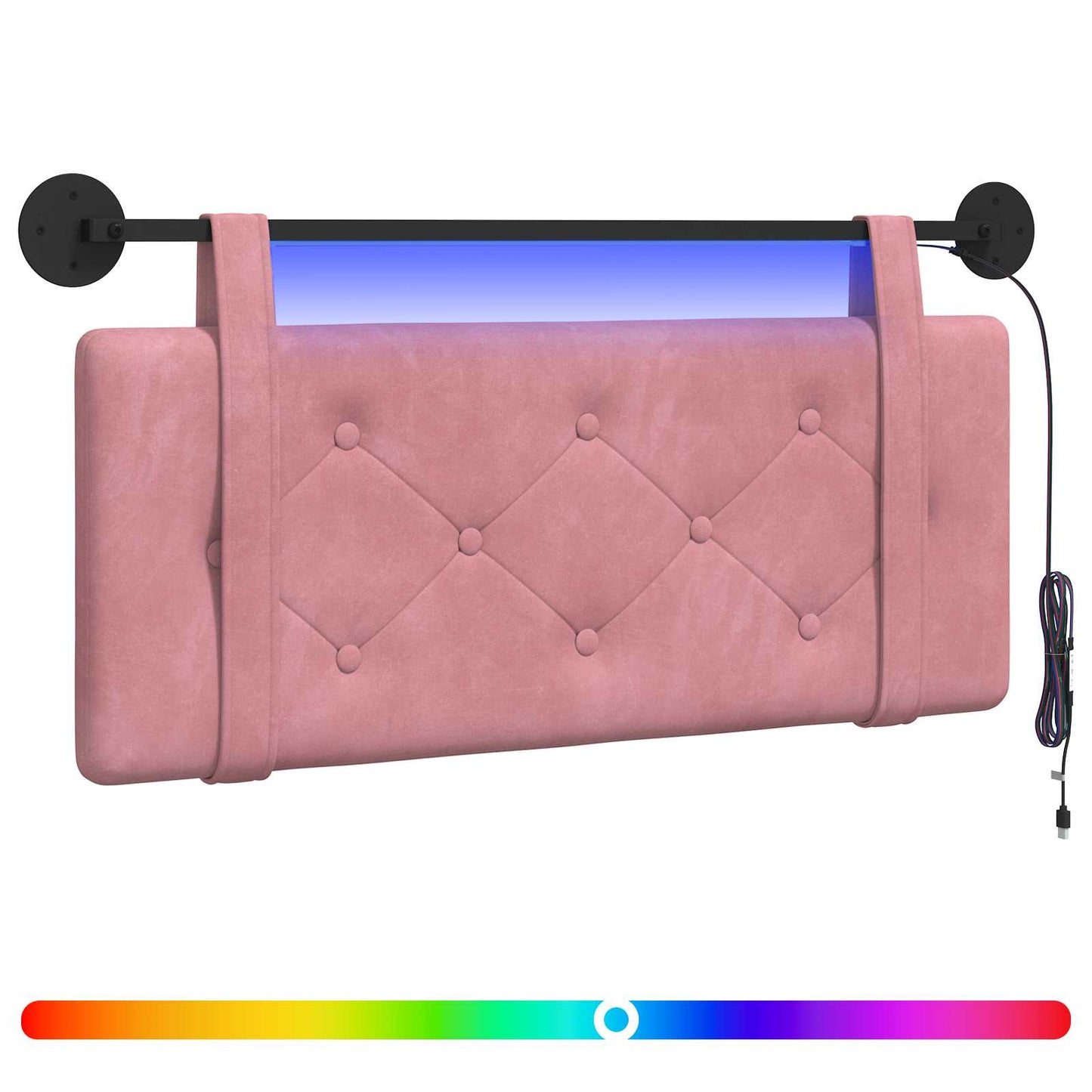 Hangend hoofdbord Met LED-verlichting Roze Fluweel