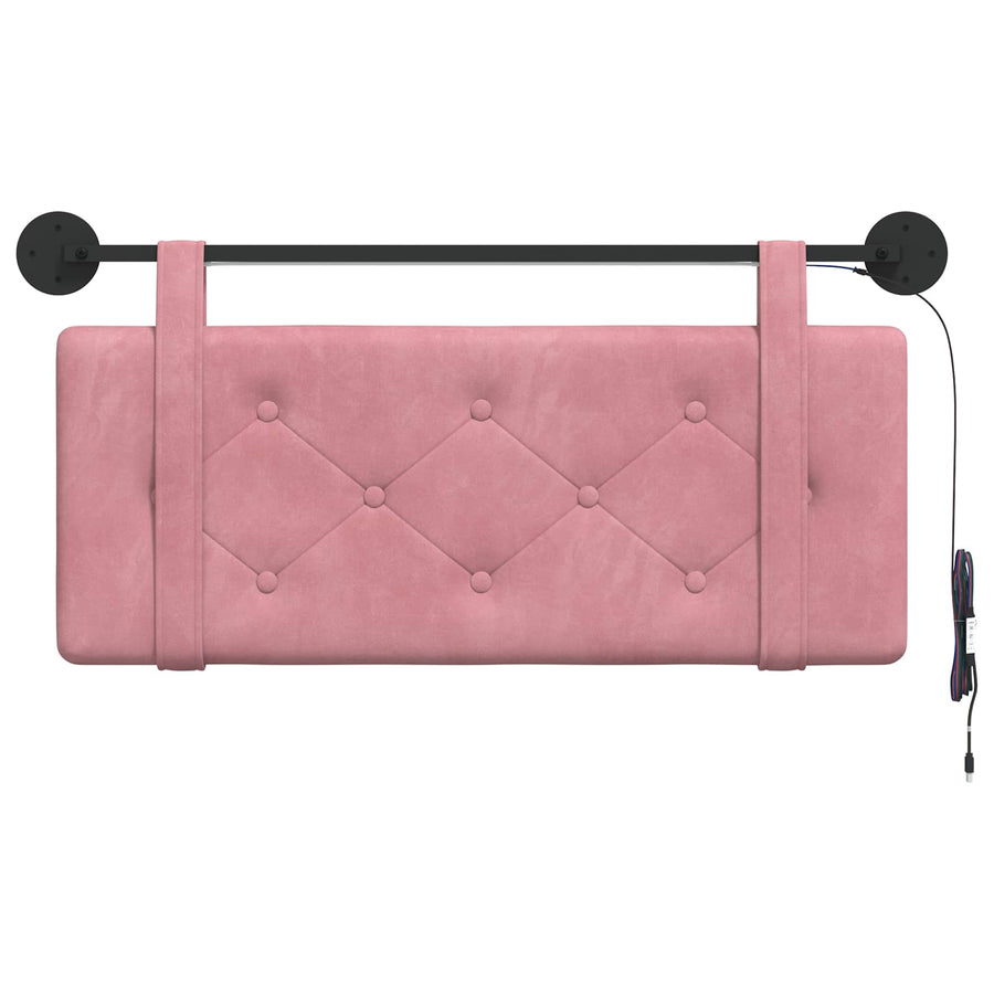 Hangend hoofdbord Met LED-verlichting Roze Fluweel