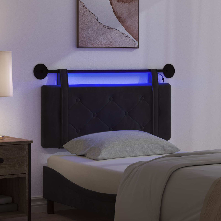 Hangend hoofdbord Met LED-verlichting Zwart Fluweel