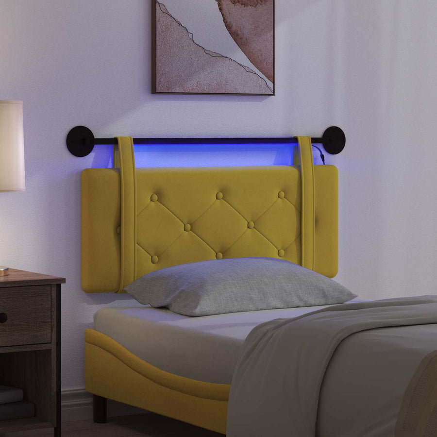 Hangend hoofdbord Met LED-verlichting Geel Fluweel