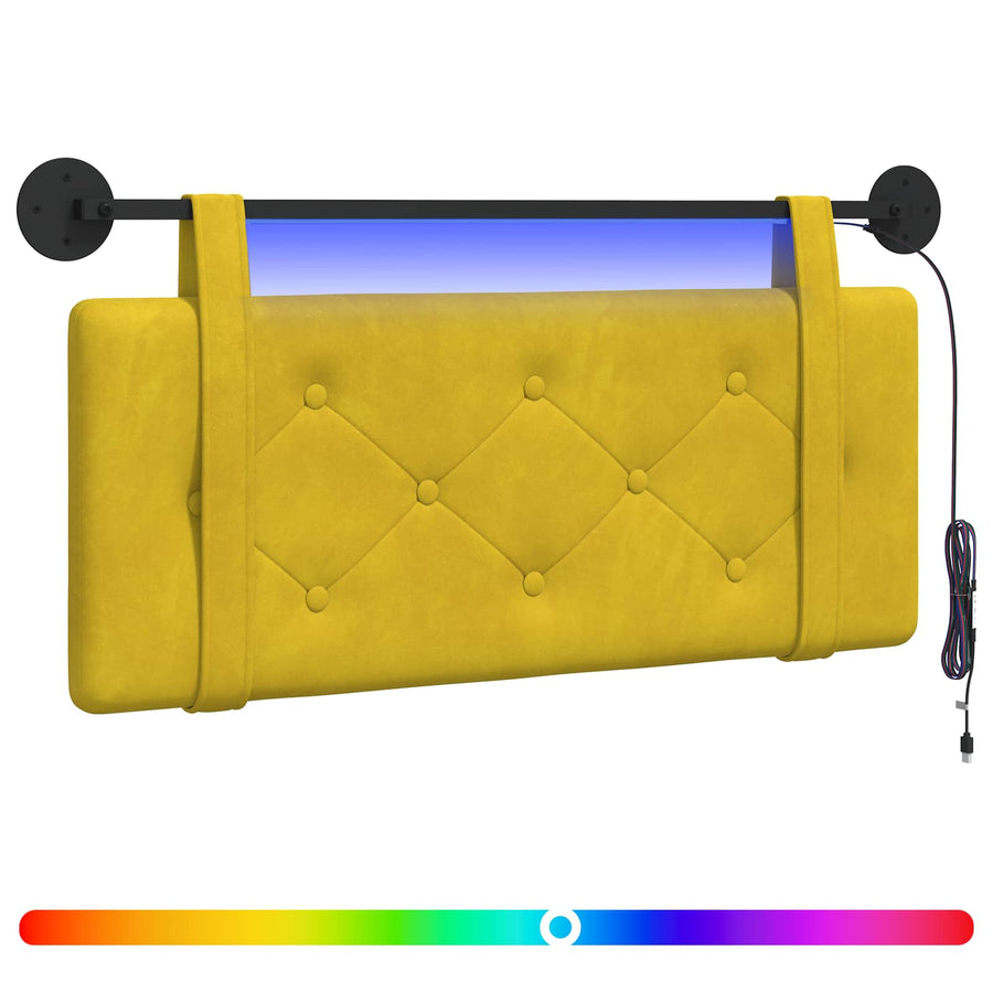 Hangend hoofdbord Met LED-verlichting Geel Fluweel