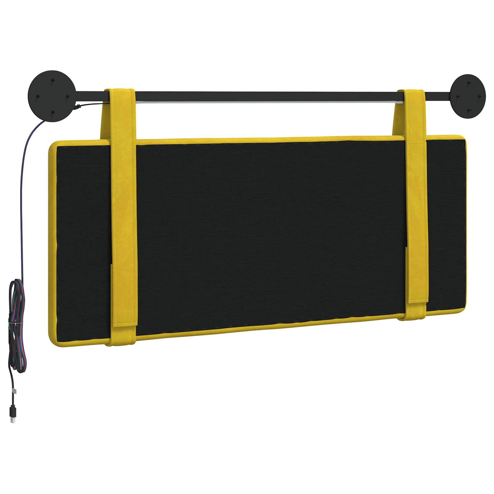 Hangend hoofdbord Met LED-verlichting Geel Fluweel