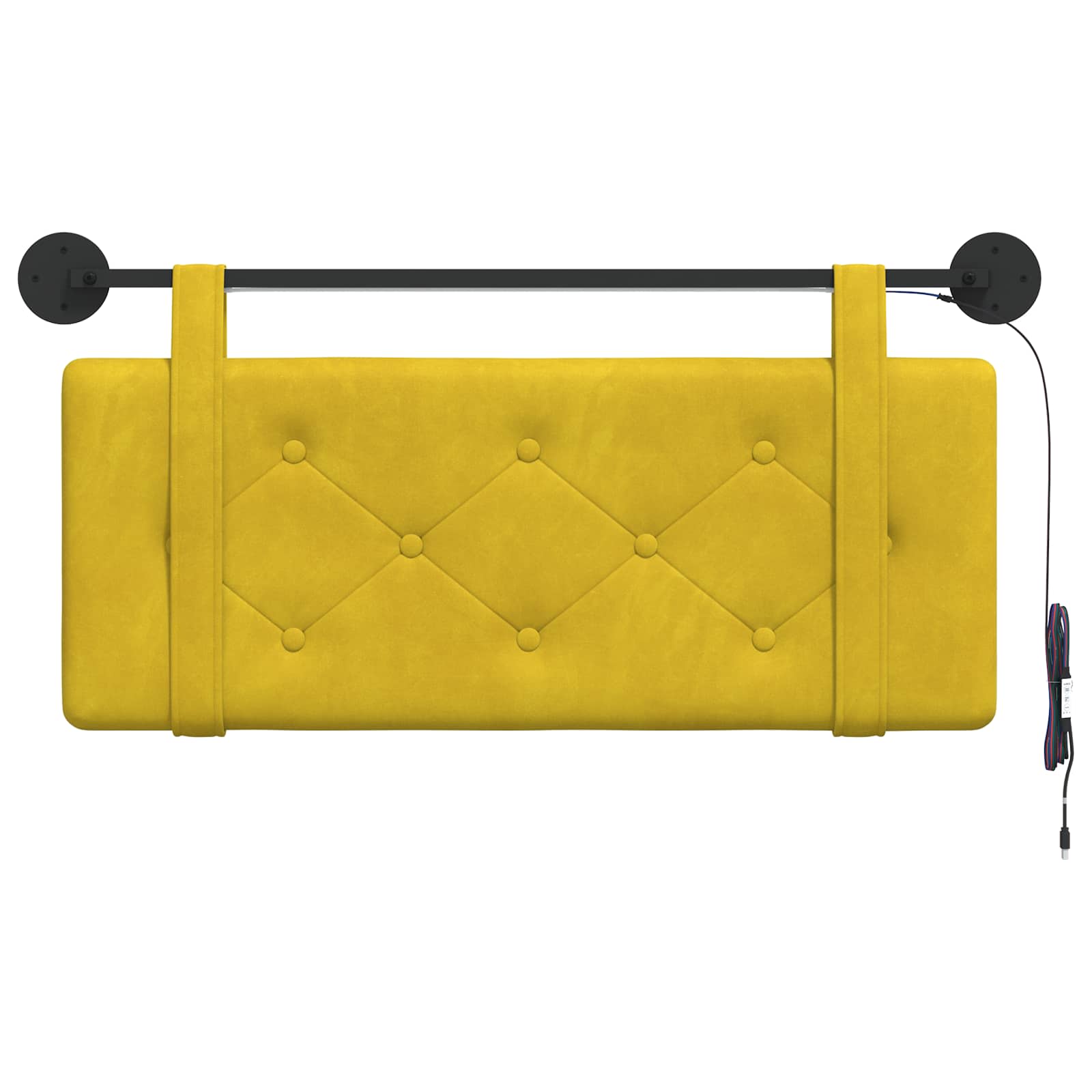 Hangend hoofdbord Met LED-verlichting Geel Fluweel