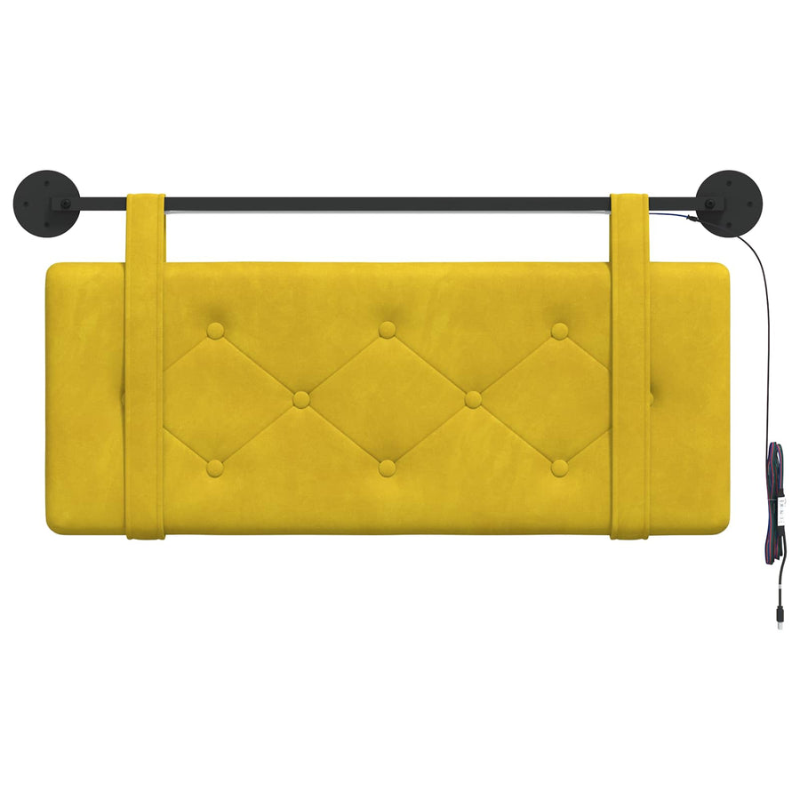 Hangend hoofdbord Met LED-verlichting Geel Fluweel