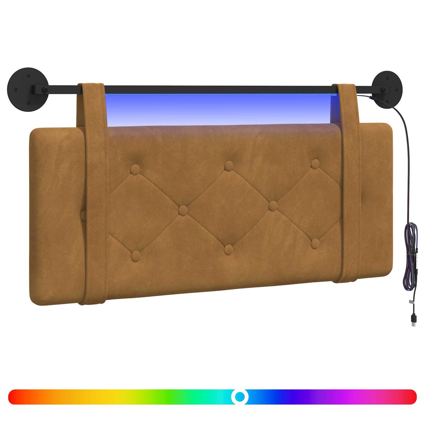 Hangend hoofdbord Met LED-verlichting Bruin Fluweel