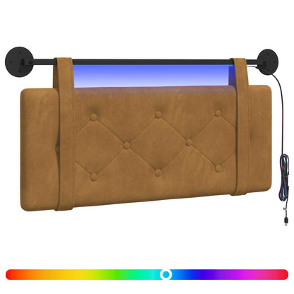 Hangend hoofdbord Met LED-verlichting Bruin Fluweel