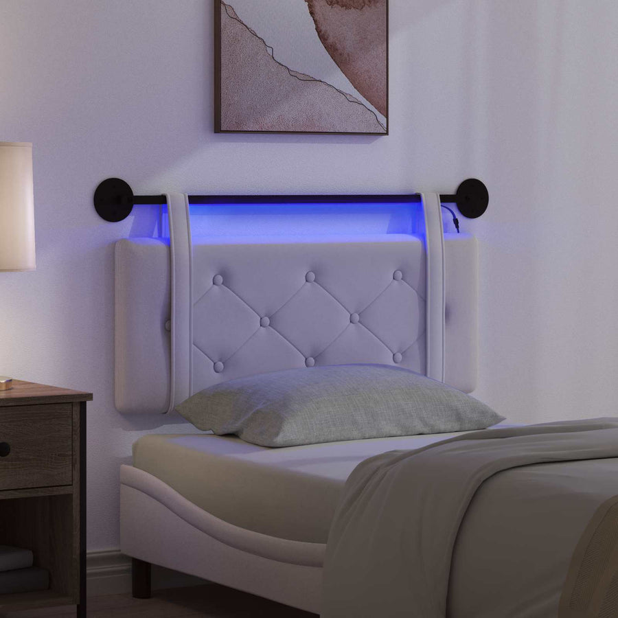 Hangend hoofdbord Met LED-verlichting Crèmekleurig Fluweel
