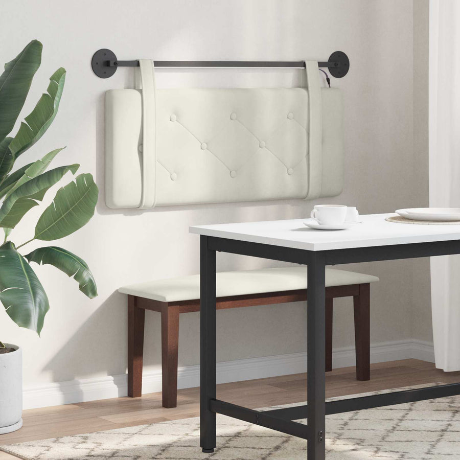 Hangend hoofdbord Met LED-verlichting Crèmekleurig Fluweel