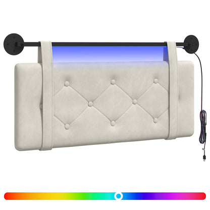 Hangend hoofdbord Met LED-verlichting Crèmekleurig Fluweel