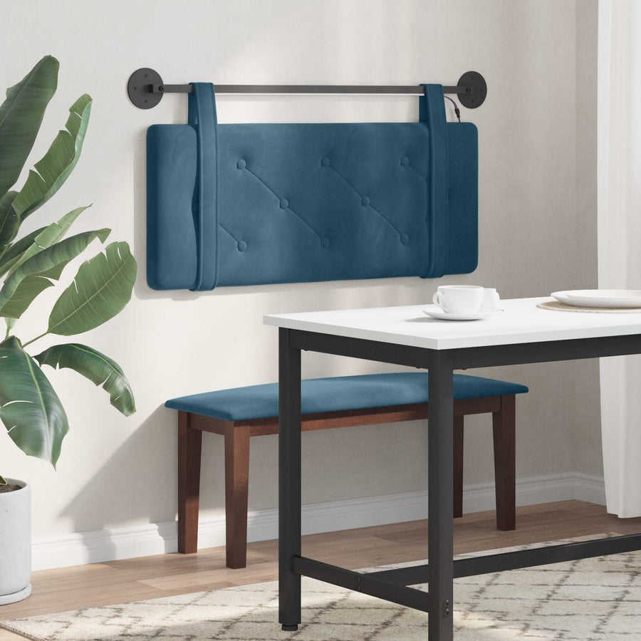 Hangend hoofdbord Met LED-verlichting Blauw Fluweel