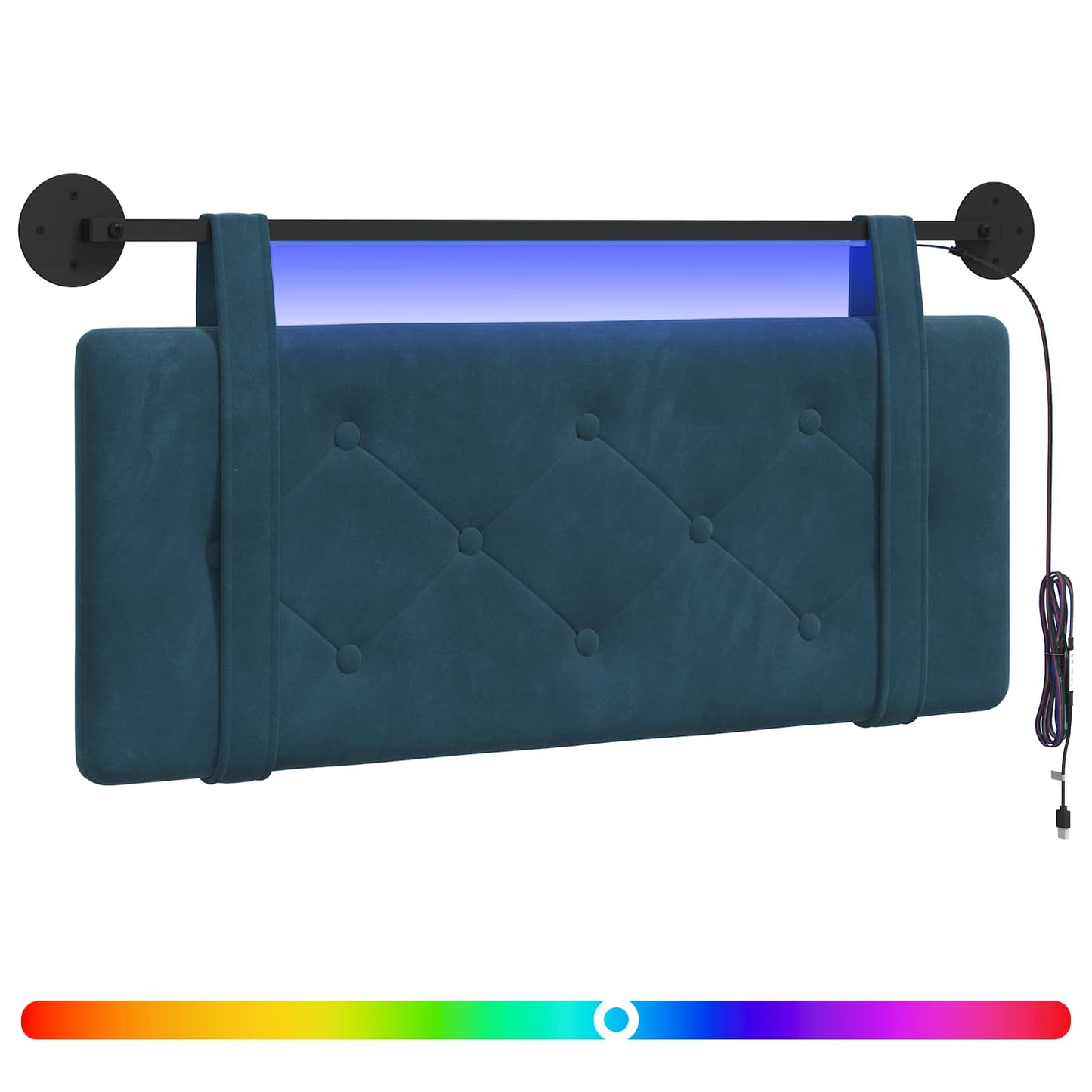 Hangend hoofdbord Met LED-verlichting Blauw Fluweel