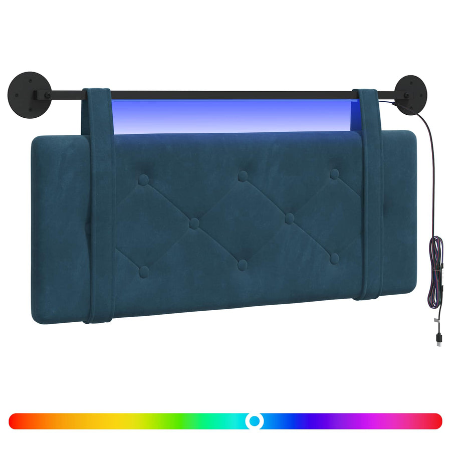 Hangend hoofdbord Met LED-verlichting Blauw Fluweel