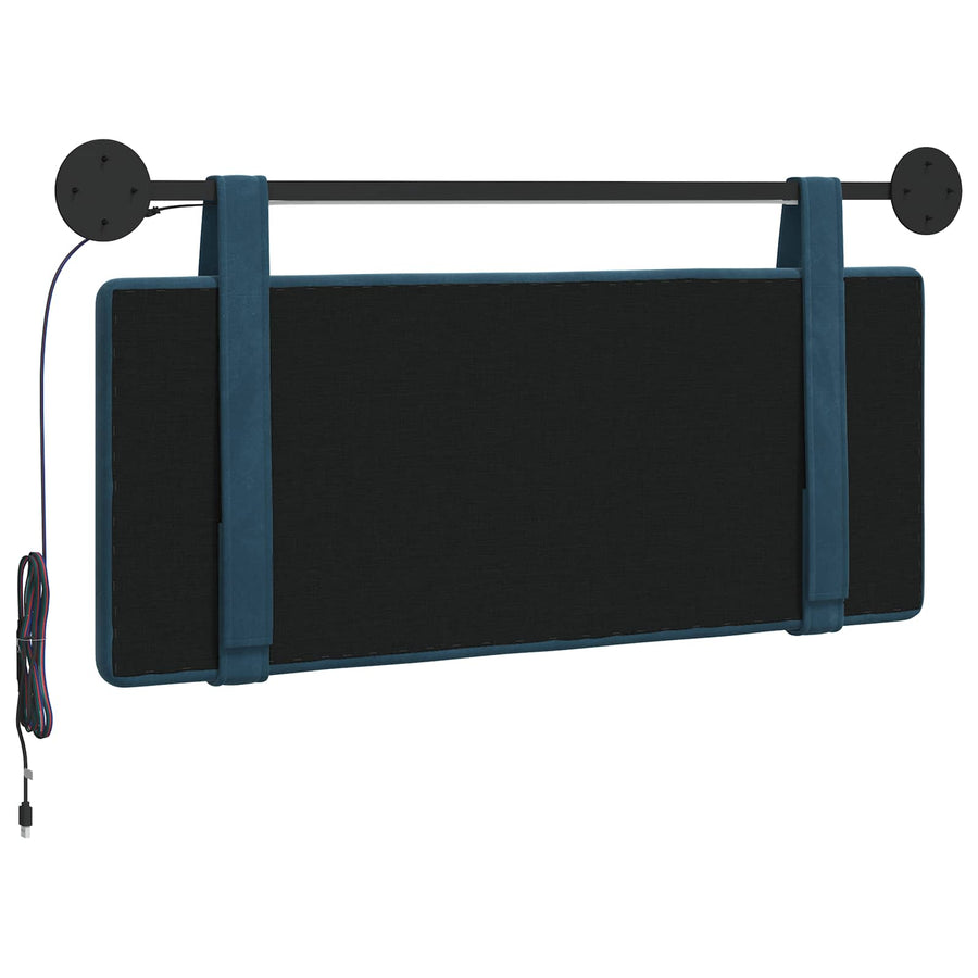 Hangend hoofdbord Met LED-verlichting Blauw Fluweel