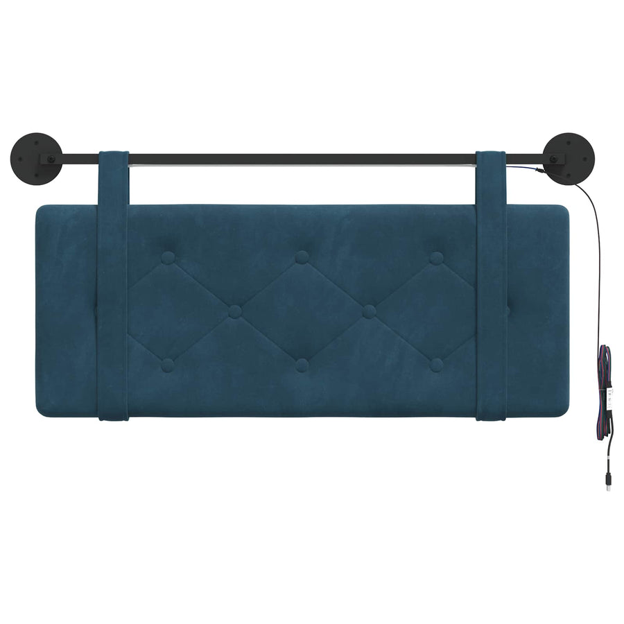 Hangend hoofdbord Met LED-verlichting Blauw Fluweel