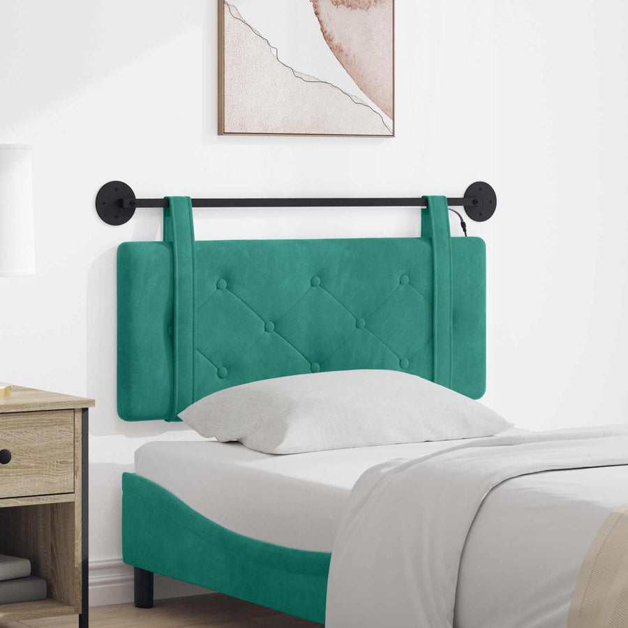 Hangend hoofdbord Met LED-verlichting Turquoise Fluweel