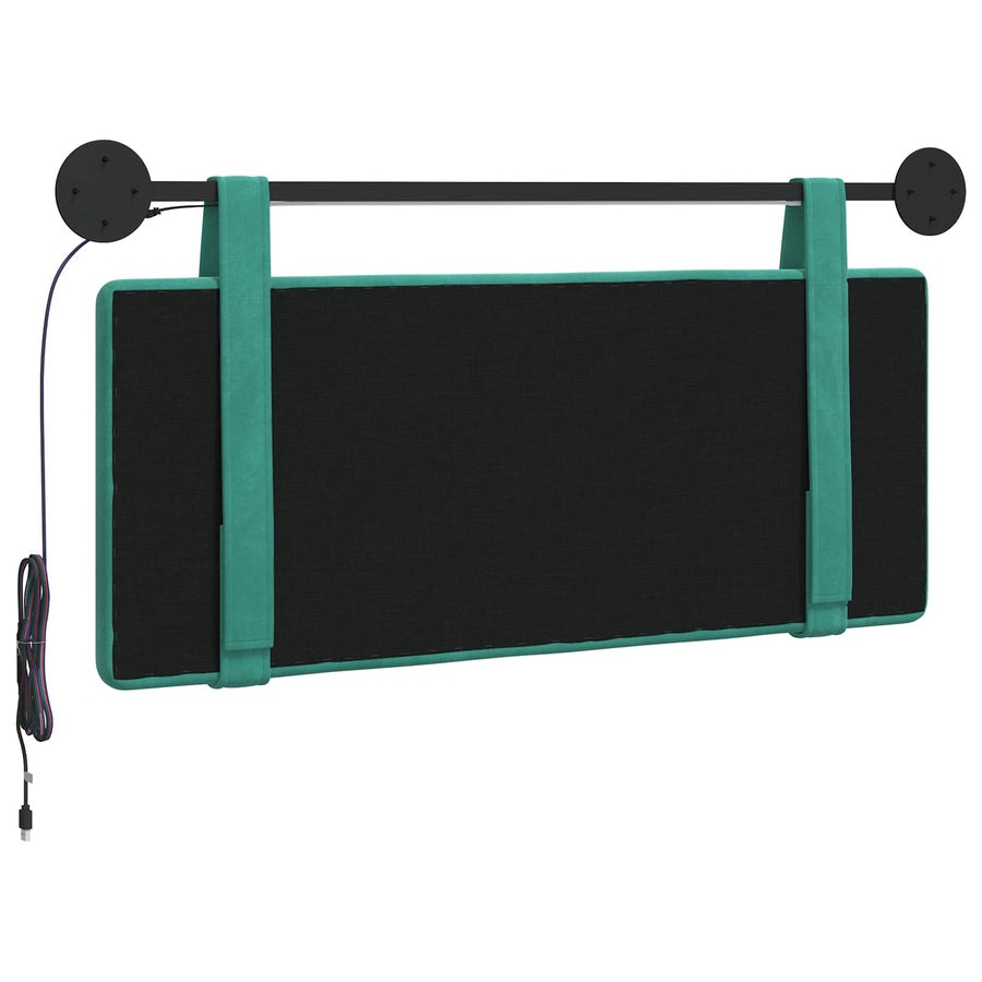 Hangend hoofdbord Met LED-verlichting Turquoise Fluweel